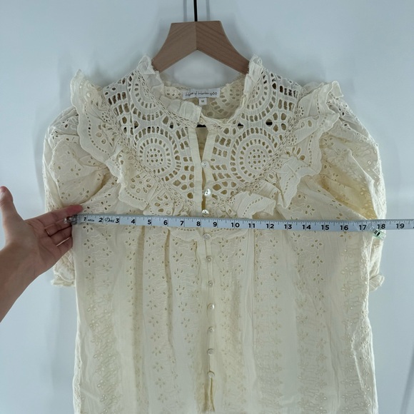House Of Harlow 1960 Cream Ivory Delicate Eyelet Lace Babydoll Top Size Medium - Picture 9 of 9